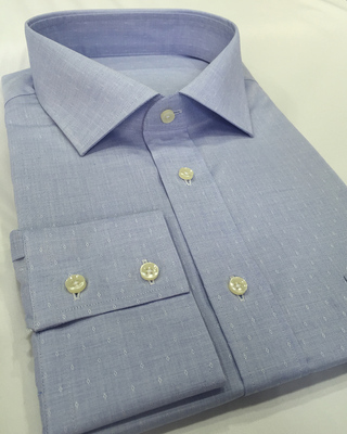 【James Tailor】衬衫定制 男浅蓝色免烫全棉长袖衬衣 量身