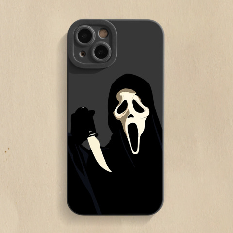 Scream Ghostface Illustration New Matte Silicone TPU 15, 14, 13, 12, 11 iPhone Case