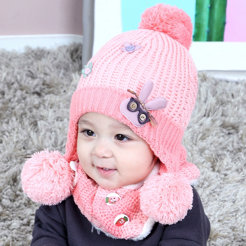 嬰兒帽子秋鼕季韓版寶寶毛線帽6-12個月男女童公主護耳帽1-2-3歲