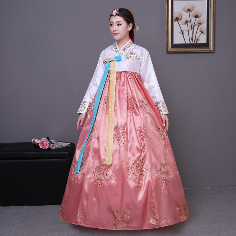 亮片大擺裙韓國傳統宮廷古裝韓服女朝鮮民族服裝舞蹈表演出服套裝