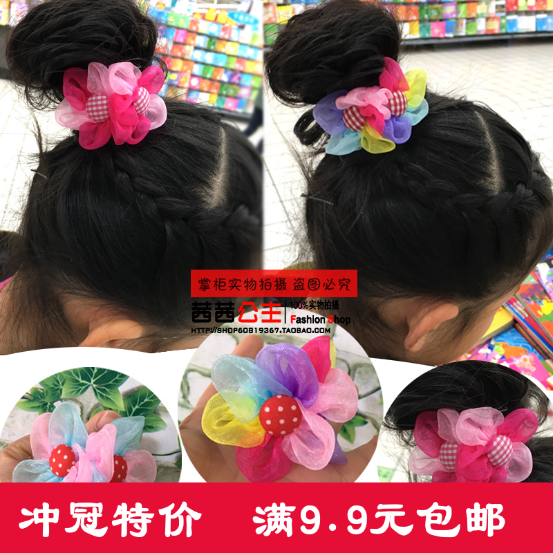 韓版五瓣花朵兒童發飾頭飾品小女孩發圈皮筋頭繩 女童發繩頭花
