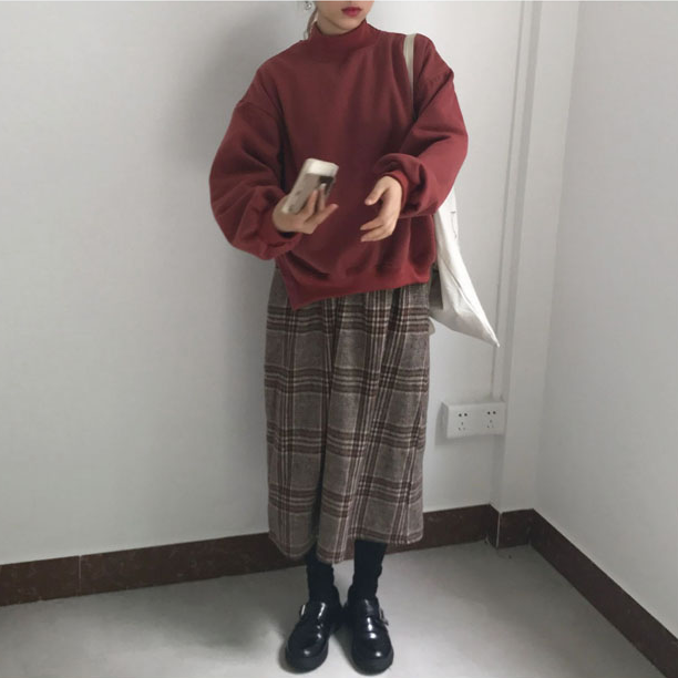 秋鼕韓版女裝復古高腰