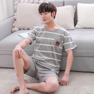 睡衣男夏季纯棉短袖短裤韩版青年学生休闲男士家居服套装薄款夏天
