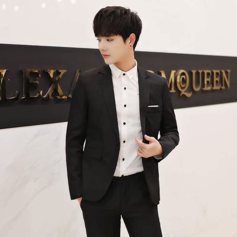 2018 automne mince et beau d'âge moyen, hommes occasionnels costume hommes costume slim version coréenne de la fonction de la marée veste 2018 automne mince et beau d'âge moyen, hommes occasionnels costume hommes costume slim version coréenne de la fonction de la marée veste