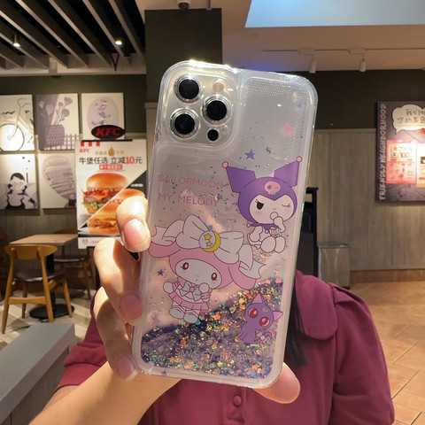 Purple — My Melody Sailor Moon Girls Aqua Shiny Glitter Bling 15, 14, 13, 12, 11 iPhone Case