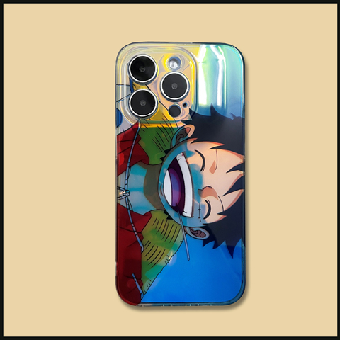 One Piece Anime Iridescent Blue Yellow Accents iPhone Case