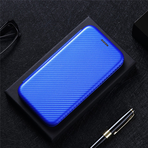 Blue — Zenfone 9 Zenfone 9 Carbon Fiber Wallets Folio Flip Synthetic Leather Phone Case