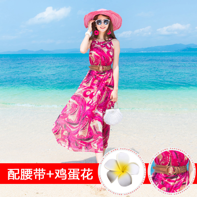 馬爾代夫海灘波西米亞長裙三亞泰國巴釐島海邊度假雪紡沙灘裙顯瘦