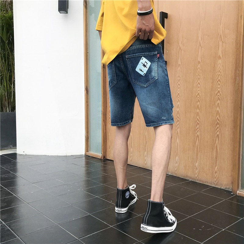 l'été s'étirer men's denim shorts minces trou de 5 pantalons hommes cinq pantalons jeans section mince tendance mendiants l'été s'étirer men's denim shorts minces trou de 5 pantalons hommes cinq pantalons jeans section mince tendance mendiants