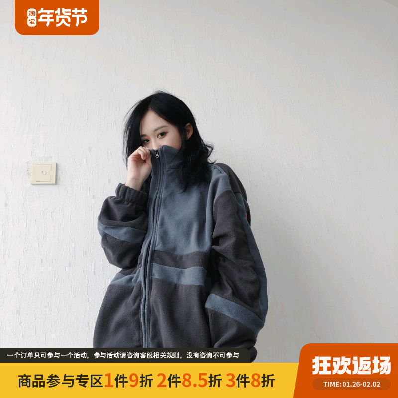 F426 18ss color matching thick fleece Jacket jacket winter couple jacket jacket for men and women
