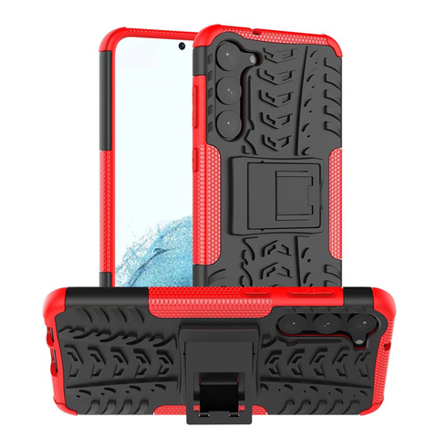 Tire Track Tough Shockproof Rugged Kickstand Easy Grip S23, S23 Plus, S23 Ultra Samsung Phone Case