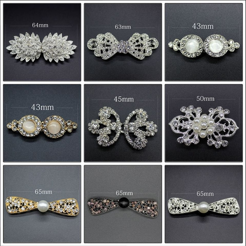 Fur Coat Buttons Rhinestone Drill Buckle Decoration a Pair of Buckles All-Match Women's Fur Metal Duck Mouth Buckle Snap Fastener Cheongsam Button