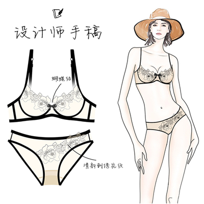 少女美屋 性感网纱刺绣文胸超薄透明蕾丝无海绵内衣套装大码胸罩-淘宝网