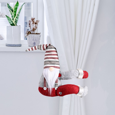 cistmas decoration european curtain rope creative door hanging striped hat forest elderly side holding ornaments