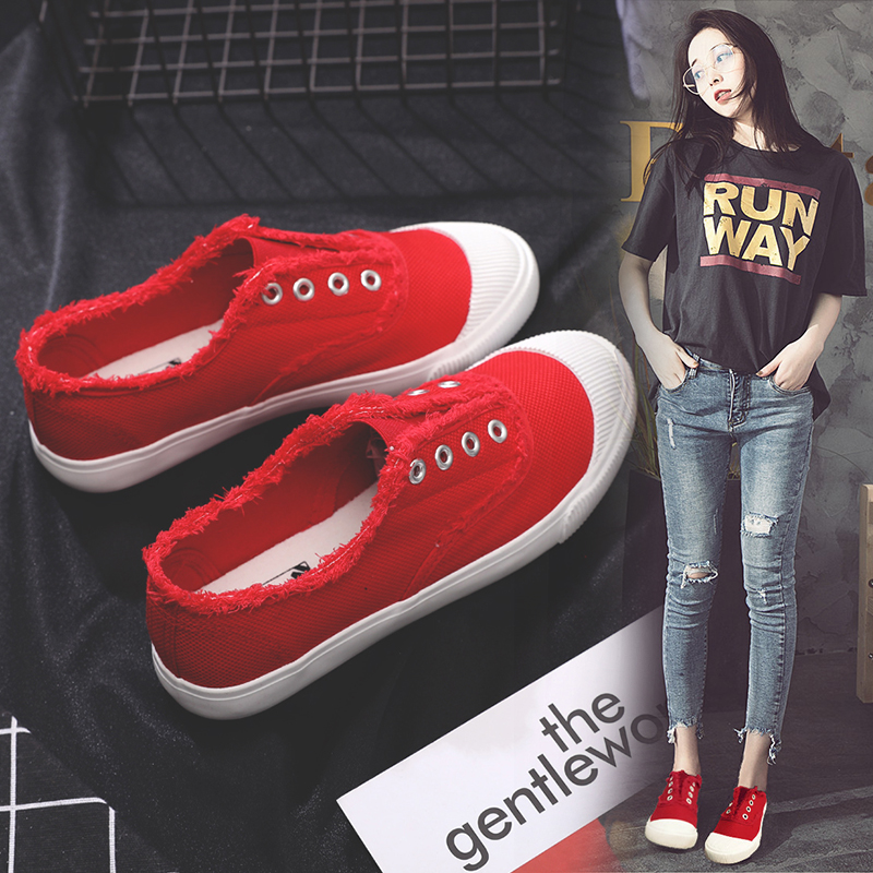 2019 rouge de nouvelles chaussures de toile de la femelle version coréenne de ulzzang harajuku joker une pédale paresseux chaussures plates chaussures femmes 2019 rouge de nouvelles chaussures de toile de la femelle version coréenne de ulzzang harajuku joker une pédale paresseux chaussures plates chaussures femmes
