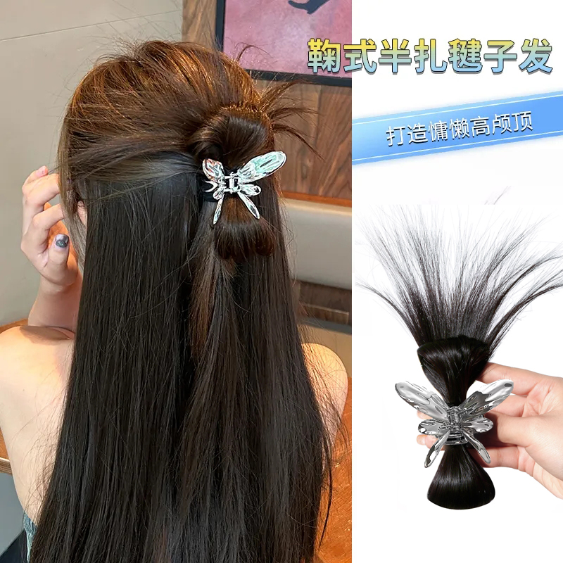 Metal Bow Wig Y2g Kick Shuttlecock Barrettes High Ponytail Hot Girl Chicken Steamed Corn-Bread Grip Sweet Hairpin