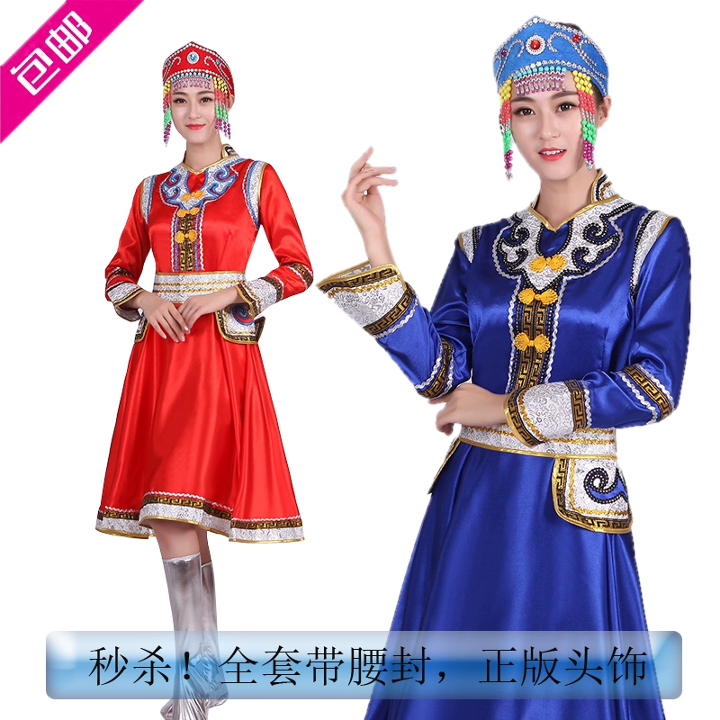蒙古族演出服裝女裝成人少數民族表演服大擺裙蒙古袍筷子舞蹈服裝
