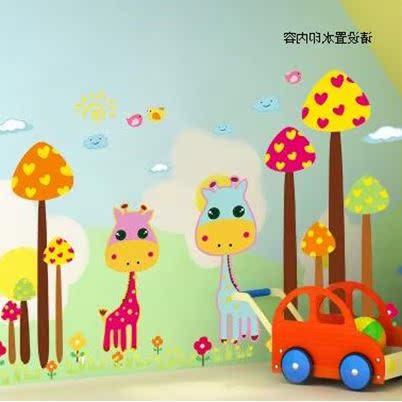 新品可移除牆貼兒童臥室卡通貼紙男童女童寶寶房間裝飾小動物