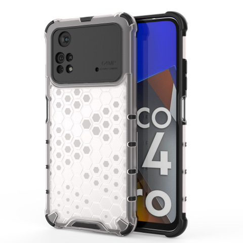 Transparent — Honeycomb Pattern Airbag Corner Protection Tough Shockproof Silicone TPU POCO M4 Pro, 12S, 12S Pro, 12S Ultra