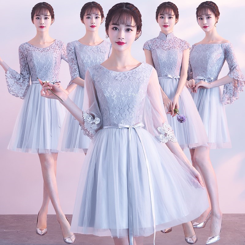 gris robe des femmes en 2017 nouvelle slim était mince version coréenne des demoiselles d'honneur à l'usure sœur jupe court paragraphe de l'étudiant diplôme mini robe gris robe des femmes en 2017 nouvelle slim était mince version coréenne des demoiselles d'honneur à l'usure sœur jupe court paragraphe de l'étudiant diplôme mini robe