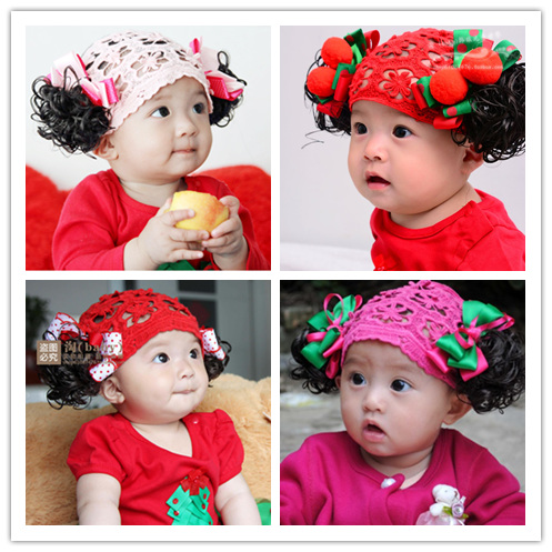 韓版女寶寶假發發帶 韓國頭飾 女童嬰兒公主周歲生日配飾0-1-2歲