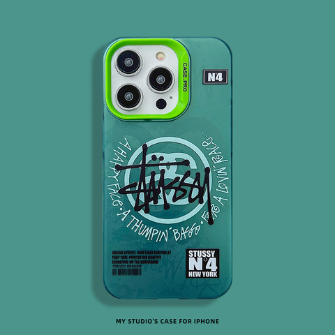 Stussy Teal Graffiti Neon Accent iPhone Case