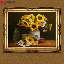 Европейская чистая ручная домашняя декоративная живопись Ресторан Гуаньгуань висит рисунок от руки натюрморт бутылка цветочная живопись подсолнух JW18