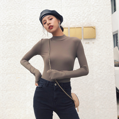 Discofriends 高领长袖打底衫女装秋季新款修身显瘦罗纹薄款棉T恤-淘宝网 Discofriends 高领长袖打底衫女装秋季新款修身显瘦罗纹薄款棉T恤-淘宝网