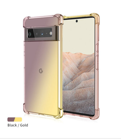 Black + yellow — Gradient Soft Silicone TPU Airbag Corner Protection 7, 7 Pro, 6, 6 Pro Google Pixel Phone Case