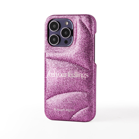 Pink — Feel Your Feelings Girls Puffy Puffer Down Jacket Shiny Glitter Bling 14, 13, 12 iPhone Case