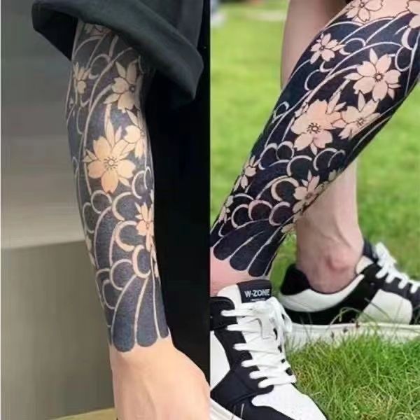 Traditional Japanese Style Flower Arm Tattoo Sticker Herbal Semi-Permanent Juice Tattoo Brake Printing Men and Women Non-Reflective Long-Lasting