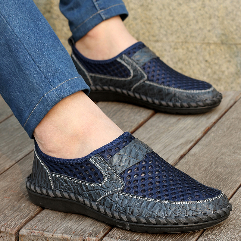 l'été des hommes sandales en cuir respirant en cuir véritable occasionnels trou main chaussures sandales de plage, chaussures hommes maille chaussures l'été des hommes sandales en cuir respirant en cuir véritable occasionnels trou main chaussures sandales de plage, chaussures hommes maille chaussures