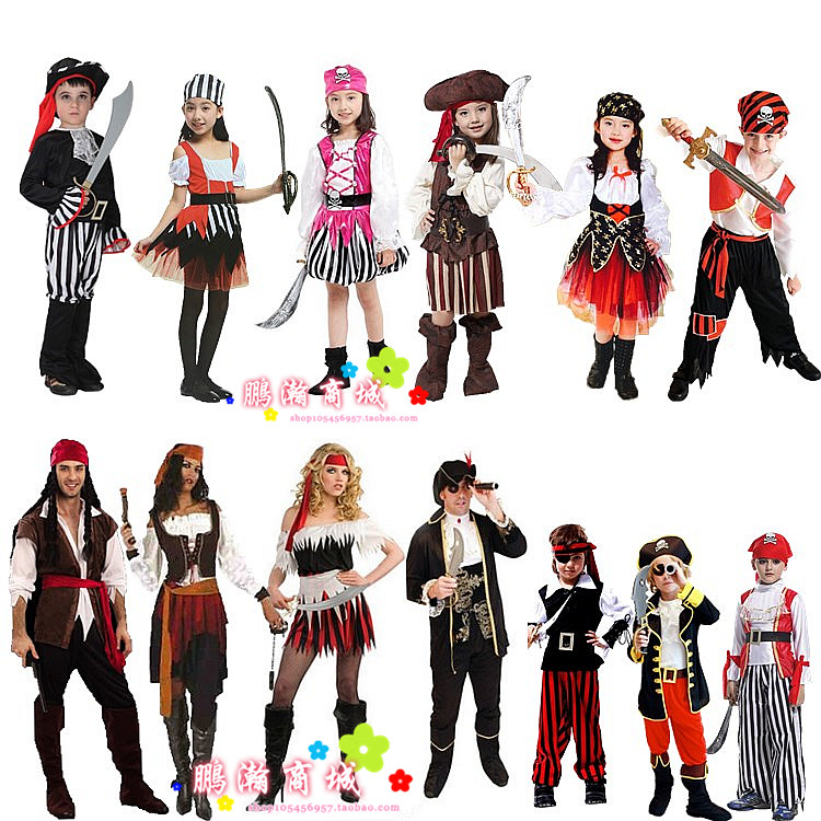兒童cosplay 男童傑克船長衣服 女童加勒比海盜化妝舞會演出服裝