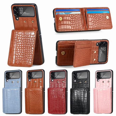 Z Flip4 Crocodile Pattern Synthetic Leather Card Slot Samsung Phone Case