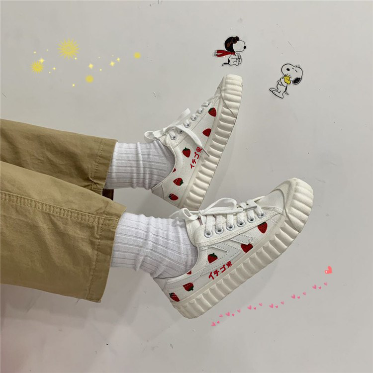 peinte à la main de nouveau été ins petite fraise chaussures de toile de sésame filles de la rue de la marée ulzzang étudiants douce soeur conseil chaussures peinte à la main de nouveau été ins petite fraise chaussures de toile de sésame filles de la rue de la marée ulzzang étudiants douce soeur conseil chaussures