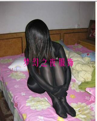 黑色莱卡丝 超薄透明丝光全包紧身衣 连体衣 表演服装-淘宝网