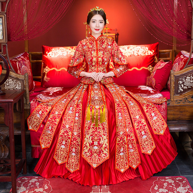 montrer wo vêtements de mariée 2019, le nouveau printemps de jonction de vêtements chinois robe de mariée slim fit xxl dragon phoenix manteau femmes en secouant le même son mariage montrer wo vêtements de mariée 2019, le nouveau printemps de jonction de vêtements chinois robe de mariée slim fit xxl dragon phoenix manteau femmes en secouant le même son mariage