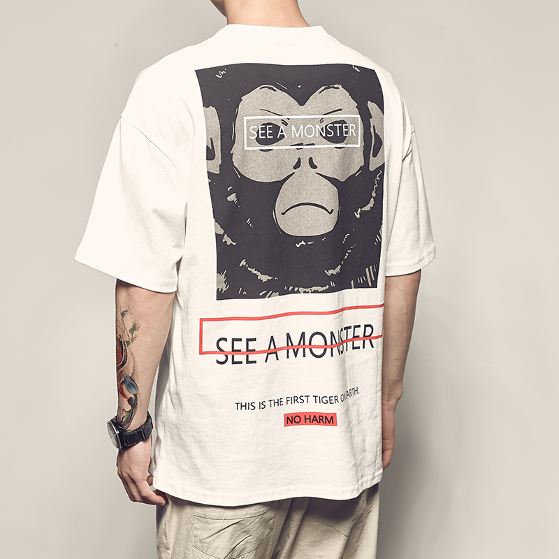 les hommes de la route d'été de la nouvelle tour de cou imprime lâche manches courtes t-shirt des hommes japonais rétro décontracté té de la tendance de la robe d'été les hommes de la route d'été de la nouvelle tour de cou imprime lâche manches courtes t-shirt des hommes japonais rétro décontracté té de la tendance de la robe d'été