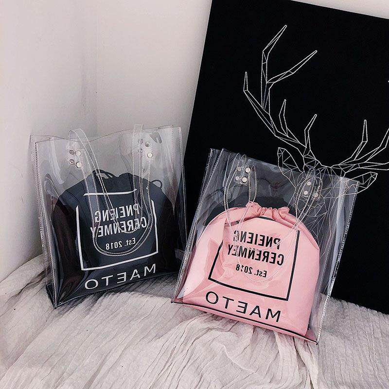 กระเป๋า 18夏季新款手提单肩包果冻容量托特包大韩版女时尚潮流百搭女包包  