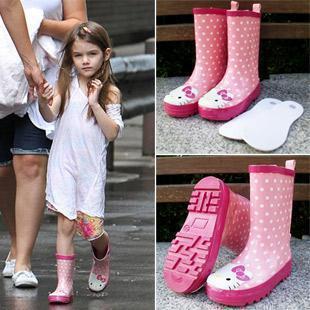 兒童雨鞋可愛貓粉色女童雨鞋親子雨鞋雨靴新款KT貓可保暖雨鞋