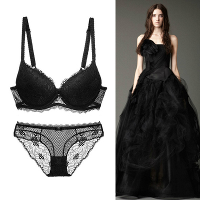 维多利亚内衣套装小胸聚拢性感黑色上薄下厚蕾丝收副乳女士文胸夏-淘宝网