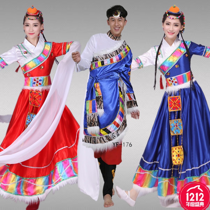 藏族舞蹈服女少數民族服裝舞臺演出服成人西藏表演服水袖長裙服飾