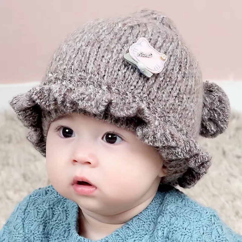 寶寶帽子秋鼕季韓版女孩公主毛線帽3-6-12個月嬰兒帽鼕天男童帽潮