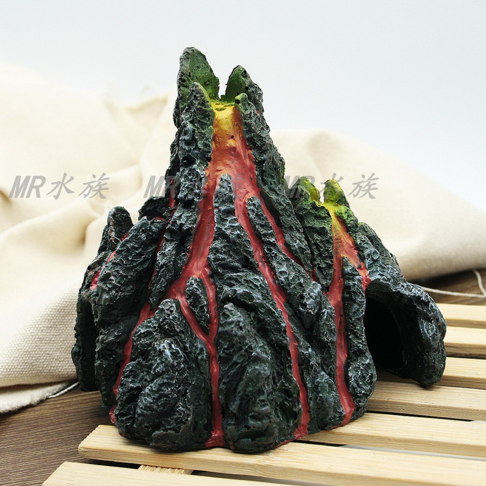 Free Shipping Simulation Volcano Synthetic Resin Mountain Ornament Furnishing Fish Tank Landscape Aquarium Decorative Rockery