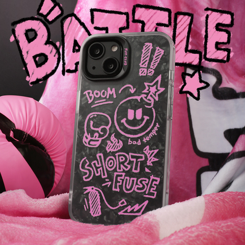 FUN Punk Matte Drawing Illustration Funny Unique Double Layer 3D Luxury Black 12 15, 14, 13 iPhone Case