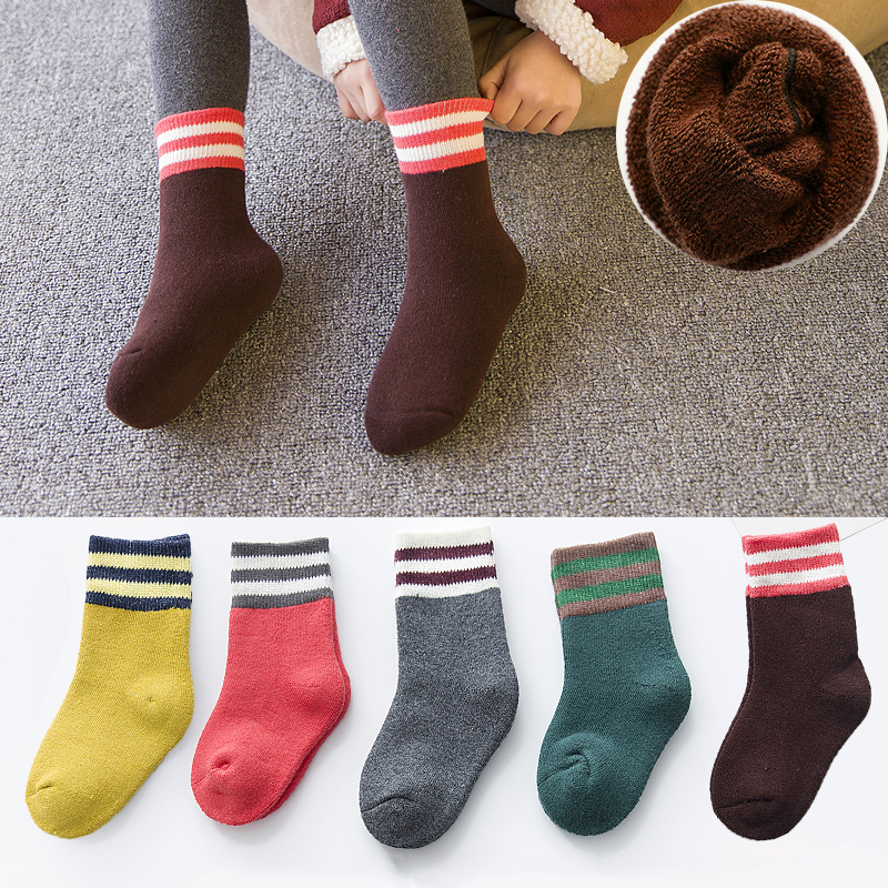 兒童純棉襪子秋鼕款1-3-5-7-9-10歲中大童男童女童加絨加厚寶寶襪