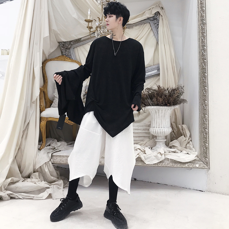 personnalité styliste de cheveux pour les hommes dans la longue section de lâche t-shirts petites chemises fashion manches dolman hors de l'épaule de la marque tide hommes manches longues t-shirt personnalité styliste de cheveux pour les hommes dans la longue section de lâche t-shirts petites chemises fashion manches dolman hors de l'épaule de la marque tide hommes manches longues t-shirt