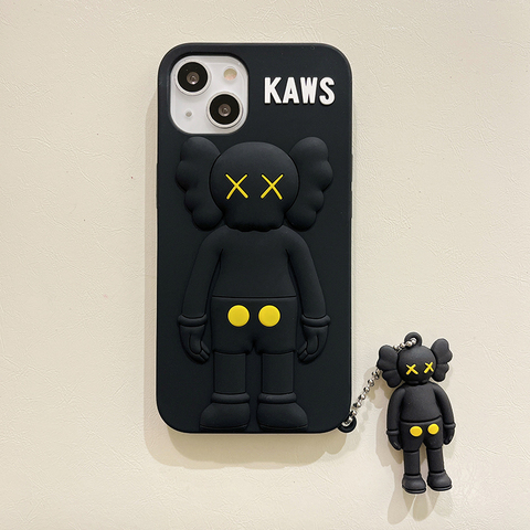 Black — KAWS New 3D Silicone TPU 13, 13 Pro, 13 Pro Max, 12, 12 Pro, 12 Pro Max iPhone Case