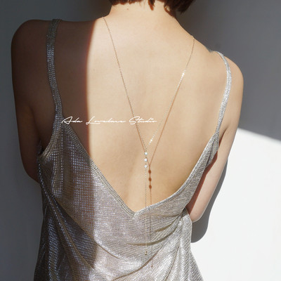 美国14k注金包金手作超闪锆石身体链新娘背链女款长项链正反俩戴-淘宝网