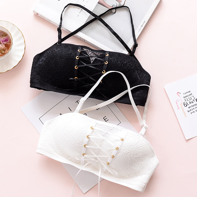 系带蕾丝调整型无肩带防滑隐形无钢圈文胸聚拢美背抹胸内衣胸罩女-淘宝网